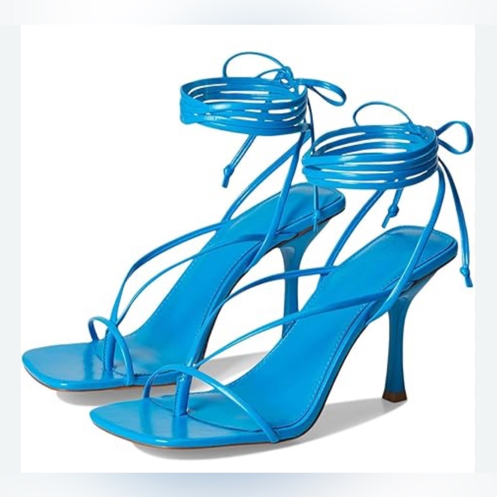 ❌SOLD❌Blue Strappy Lace-Up Heels - Picture 2 of 14